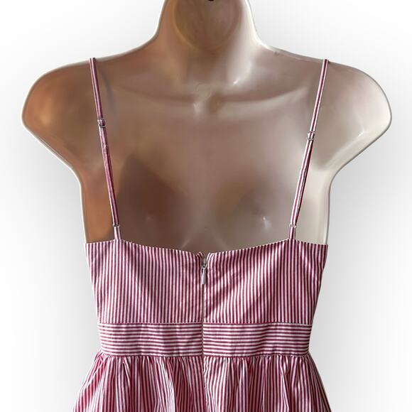 J.Crew Red and White Stripe Poplin Dress Ruffle Skirt, Size 6 - Picture 6 of 16